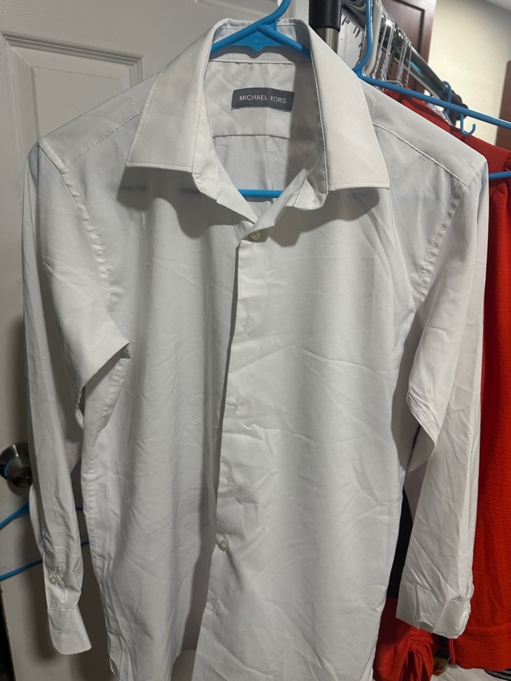 Michael Kors Men's White Long-Sleeve Dress Shirt